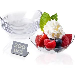 Kingrol 200 Ct Mini Dessert Plates, 3-1/8 x 2-5/8 Inches Clear Disposable Plastic Tray