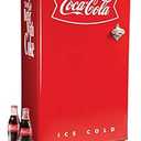 Nostalgia Coca-Cola Refrigerator with Freezer, 3.2 Cu. Ft., Adjustable Temperature Cools as Low as 32 Degrees, Bottle Opener, Ice Cube Tray, Scraper Included, Red