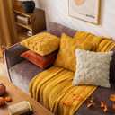 Beige Fall Leaf Throw Pillow Covers 18x18 Inch Set of 2, Soft Faux Fur Ginkgo Patterned Accent Pillow Cases for Couch Sofa Farmhouse Autumn Harvest Holiday Decorations