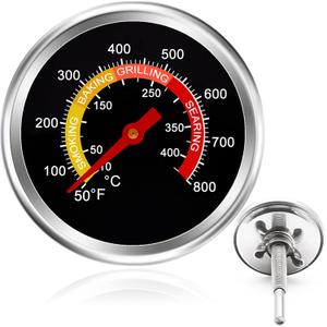 Hiorucet Grill Thermometer Grill Temperature Gauge Smoker Thermometer Charcoal Grill Pit Heat Indicator for Meat Cooking Beef Pork Lamb, 2 3/8 Inch Smoker Temperature Gauge with Fahrenheit (2 3/8 inch large dial)