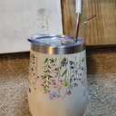MANNA 17oz Metal Wine Tumbler With Lid And Straw Gray Floral