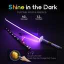 RENGENG Light Up Sword, 40 Inches Rechargeable Pre-Assembled Plastic Replica Anime Sword with Belt & Stand & Spinner