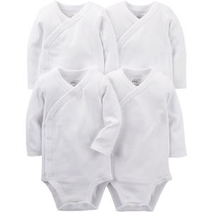 Simple Joys by Carter's unisex-baby 4-pack Side Snap Bodysuit (Preemie, White)