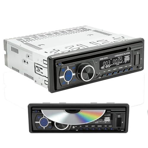 Single Din CD DVD Player Car Stereo with Car Audio Receiver, Bluetooth Hands-Free, LCD Screen AM/FM Car Radio, Support APP Find Car, Voice Assistant, Remote Control, DVD, VCD, USB/SD Card/AUX-in MP3