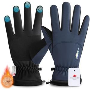 rivmount Kids 3M Thinsulate Ski Gloves Touchscreen Waterproof Warm for Boy Girl Youth Skiing Cycling Snow Winter (Blue XL)
