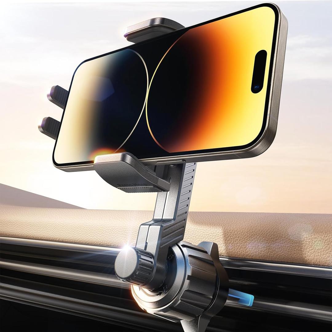 LISEN for iPhone 17 Mount for Car Vent [Never Blocking] 360 Rotatable Car Phone Holder Air Vent Clip Hands Free Cellphone Car Mount for iPhone 17 Pro Max Plus 17 pro max 16 15 Samsung Android, Black
