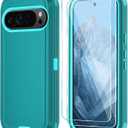 Qinmay Phone Case for Google Pixel 9/9 Pro Case with HD Screen Protector, Heavy Duty Shockproof & Dropproof 3-Layer Cover Phone Case for Pixel 9/9 Pro,LakeSkyBlue