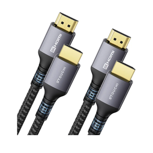 Stouchi 8K HDMI 2.1 Cable 8ft (2-Pack), 48Gbps Ultra High Speed Cord for Gaming (4K120Hz), Reduces Screen Tearing & Lag, Compatible with PS5, Xbox Series X, Mac mini M4, Apple TV, eARC Braided