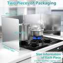 18"x16" 2 Pack Foldable Stainless Steel Stove Splash Guard, Heat Resistant Oil Splash Backsplash Panel with Edge Guard, Kitchen Countertop Stove Heat Insulation Splash Protector