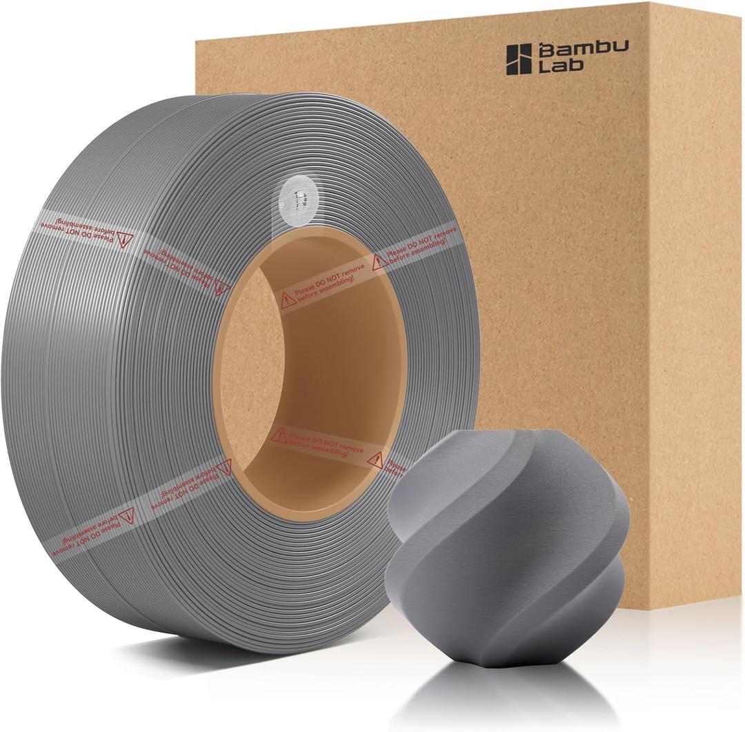 Bamboo 1.75MM PLA Matte Refill Filament High Toughness High Speed &Easy Printing Eco Friendly with RFID for Bambu Lab A1,X1,P1 AMS 1KG +/- 0.03mm (Without Spool) (Ash Gray 11102)