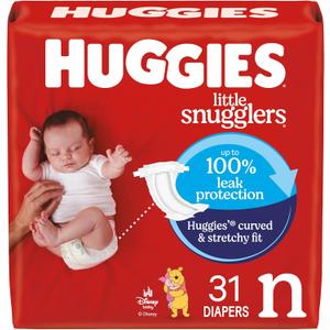 Huggies Size Newborn Diapers, Little Snugglers Baby Diapers, Size Newborn (up to 10 lbs), 31 Count, Packaging May Vary