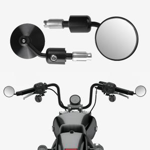 Bar End Mirrors for Motorcycles - 7/8 Handlebar CNC Aluminum Cafe Racer Mirrors Universal Fits for FZ-07, FZ8, FZ-09, Honda Grom, Suzuki SV650, GSX-S750, Kawasaki Z650, Z900, Naked Bike (Black-02)