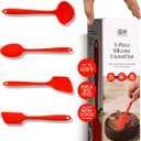 GIR: Get It Right 5-Piece Silicone Essentials Kitchen Utensils Set - Ladle, Spatula, Flip, Spoon & Spoonula - Non-Toxic Cooking Utensils for Nonstick Cookware, Cooking and Baking - Fire Red
