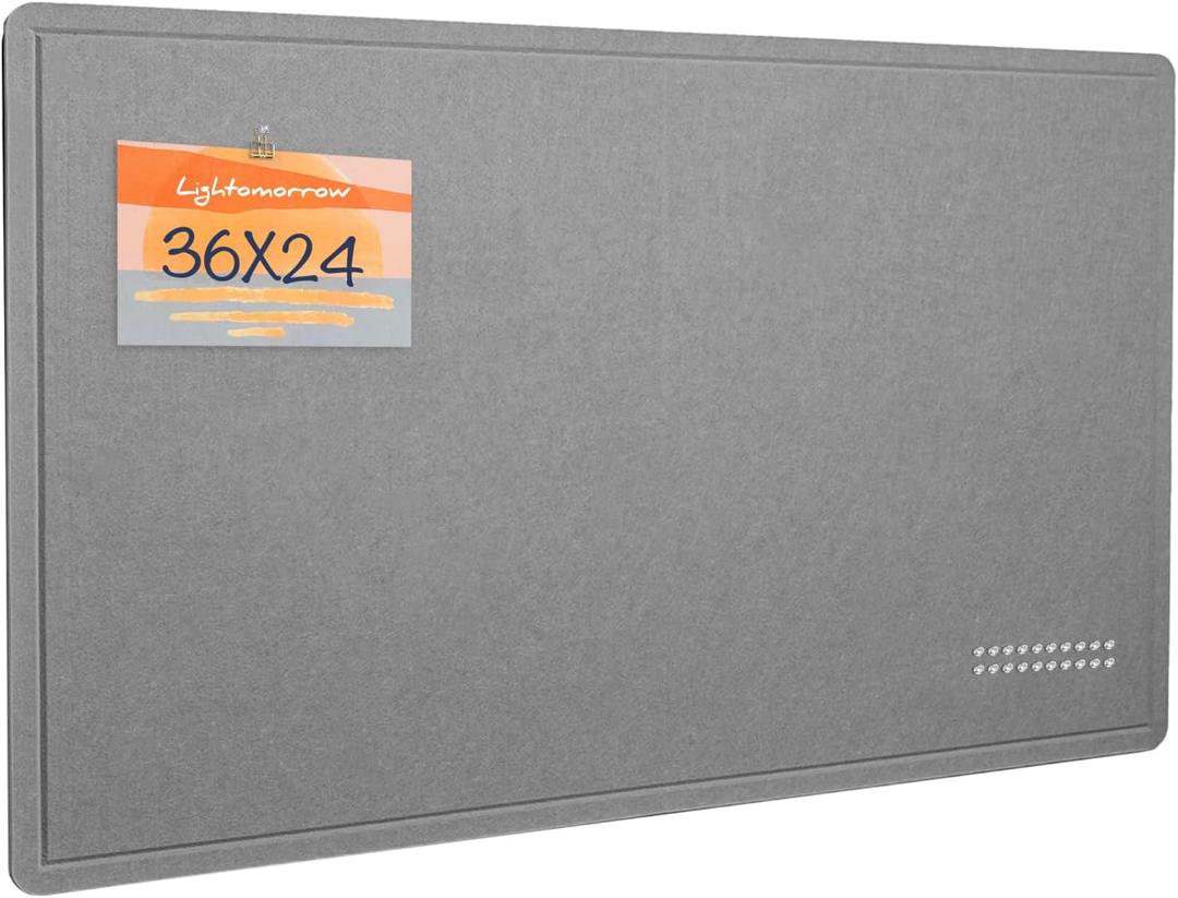 Bulletin Board, 36 x 24 inches Felt Board - Decorative Pin Board, Cork Board Alternative for Wall, 3' x 2' Foldable Self-Adhesive Vision Board Prayer Board with 20 Pushpins - Gray