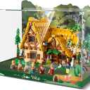 Acrylic Display Case for Lego Snow White and The Seven Dwarfs' Cottage Building Set - Display Box for Lego 43242 (Box Only, No Model) Clear Acrylic Plate with Base & HD Painted Background