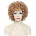 Women's short curly wig, 70s disco style afro wig, wig for Halloween cosplay and parties (Strawberry Blonde, w8016-2730, 5 x 6.2 x 5 inc)