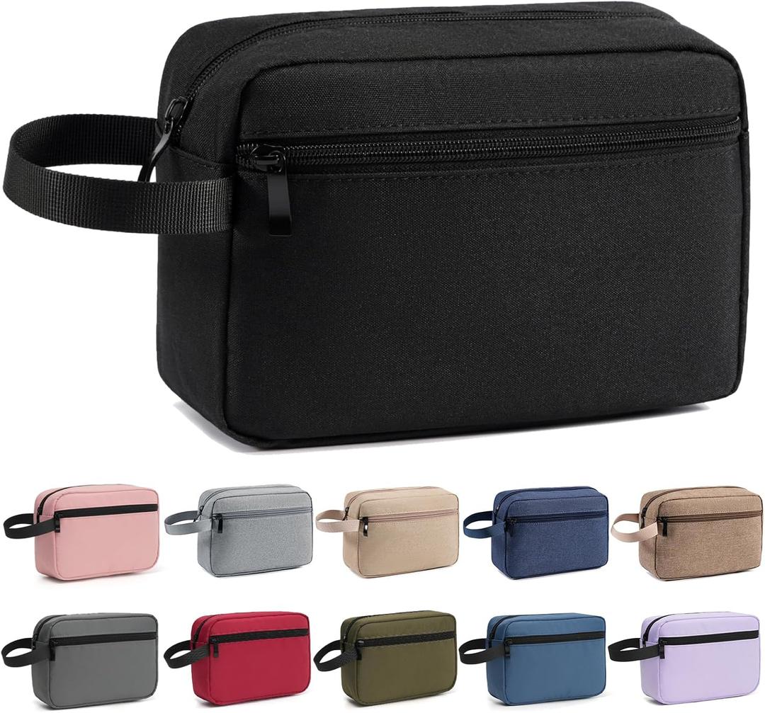 Travel Toiletry Bag, Small Cosmetic Bag, Hanging Water-Resistant Organizer for Men & Women, Ideal for Makeup, Shaving Kit, Gym Essentials & Travel Accessories (Black)