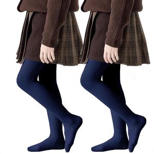 Girls Tights Toddler Seamless Plain/Cable Knit Leggings Stockings 2/3 Pack Cotton Pantyhose Pants for 2-8 Years