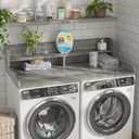 2-Tier Washer Dryer Countertop with 2.75"H Edge Rails, 54" W x 27.55" D Laundry Countertop for Folding Clothes, Washer and Dryer Topper with Non-Slip Pad (Stripe Gray)
