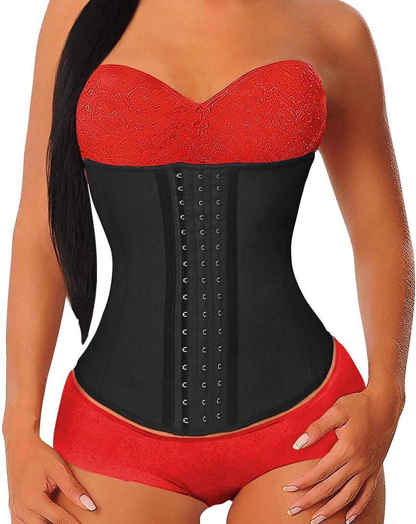 YIANNA Women's Underbust Latex Sport Girdle Waist Trainer Corsets Hourglass Body Shaper (Black, L)