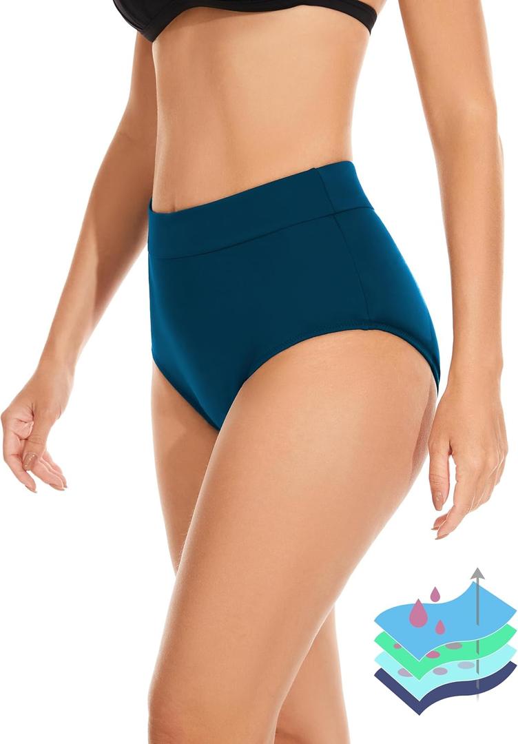 OVRUNS Period Swimwear Leakproof Bikini Brief Bottoms Waterproof Menstrual Swim Bottoms for Teens, Girls, Women, XS
