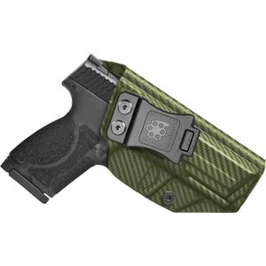 S&W M&P 2.0 9mm Holster 4/4.25 inch Compact/Full Size IWB Kydex Holster Fit: Smith & Wesson M&P M2.0 4/4.25 inch 9mm/.40 Pistol  Inside Waistband Concealed Carry  Adj. Cant & 'Posi-Click' Retention (Left Hand Draw, IWB | OD Green Carbon Fiber)