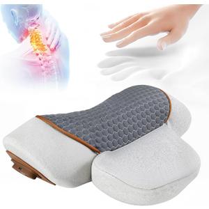 Cervical Neck Pillow Massager with Heat Therapy, Memory Foam, 3-in-1 Traction Device for Neck Pain Relief, Gray