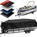 Heavy Duty 900D Pontoon Boat Cover, 18'6''-20'1'' Marine Grade Waterproof Cover with Adjustable Windproof Tightening Strap & Anti-UV for SunTracker Party Barge/SPORTFISH/Fishin Barge