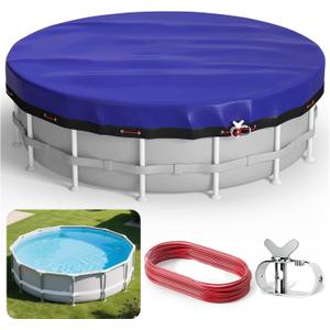 Evoio 18 ft Pool Cover for Above Ground Pools Round 18Ft Covers for Circle Inflatable Metal Frame Swimming Pool or Hot Tub, 18 Foot Feet Diameter Blue Heavy Duty Dustproof Pools Blanket Covers