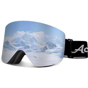 2 x Skiing Motocross Goggles,Racing Riding Goggles ATV Dirt Bike,Ventilation Anti-Fog UV Impact Resistant for Adult (Magnetic Series, Black Frame and Silver Lenses)