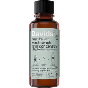 Davids Hydroxi Fresh Breath Mouthwash Refill Concentrate, Alcohol-Free, Fluoride-Free, Remineralizing Nano-Hydroxyapatite for Sensitive Teeth & Enamel Health, Gum Detox