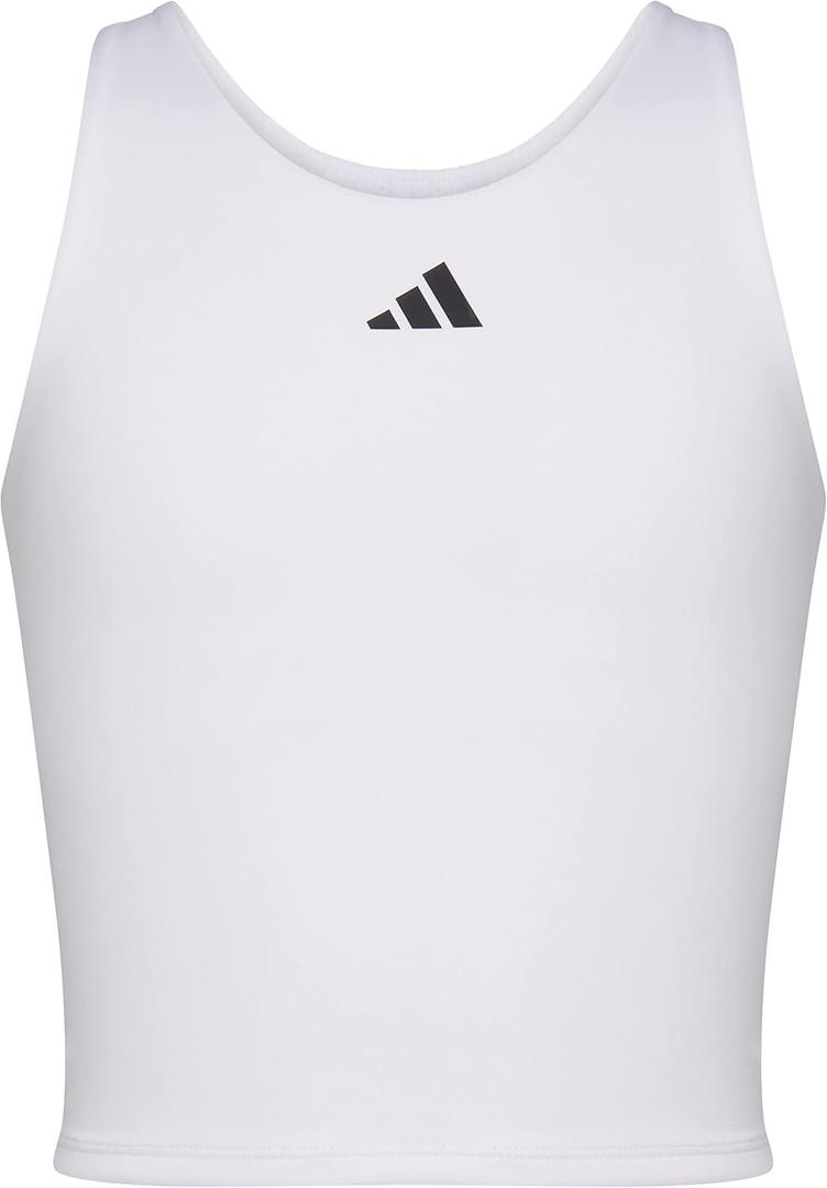 adidas Girls' Moisture-wicking Compression Tank Sports Bra (L, White)