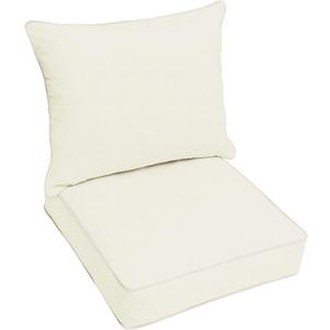 Sorra Home Sunbrella Deep Seating Cushion Set with Lumbar Pillow - Outdoor Chair Pad & Back Pillow, Water & Fade Resistant for Patio Furniture with Plush Foam - Canvas Natural (25" x 25" x 5")