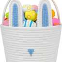 CubesLand Easter Baskets for Kids - Empty Bunny Basket with Handle, Soft & Sturdy Easter Egg Hunt Basket Bag (9.8x7.8x7.8 Inch) - Perfect Easter Gifts for Girls, Boys & Toddlers