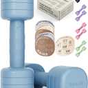 Adjustable Dumbbell Set2LB 3LB 4LB 5LB Light Hand Weights for WomenOne-Twist Weight AdjustmentNon-Slip Curved Grip HandleFree Weights for Home Gym, Rehab, Pilates, Yoga, Strength Training (Ocean Blue)