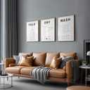 Poster Master 3-Piece Wash Dry Fold Print - Laundry Poster - Line Drawing Art - Black & White Design - Symbols & Guide Art - Minimal Laundry Room Decor - 8x10 UNFRAMED Wall Art (Style-04)