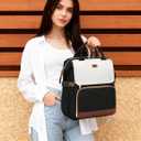 Bookbag for Women Laptop Backpack, Teacher Nurse Work Computer Bags with Cup Holder & USB Charger for Travel, School Bag College Backpack for Girls, BlackWhiteBrown