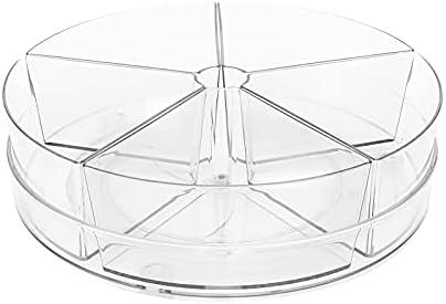 Roninkier Clear Lazy-Susan Organizer with 5-Removable-Bins - 11 Inch Round Plastic Rotating Storage Container for Cabinet, Pantry, Kitchen, Fridge, Vanity