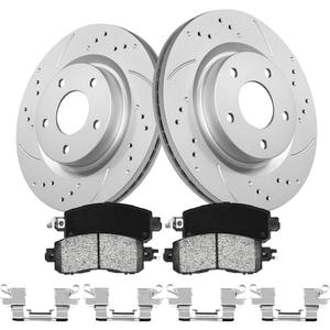 Front Brake Pads and Rotors Kit for Altima [ 2013-2023 ], Geomet Coated Brake Kit, Drilled and Slotted Brake Rotors Pads [ 11.6in ], Automotive Replacement Brake Kits 31464 D1650