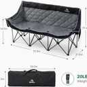 3 Person Camping Chair Oversized Padded Loveseat Camping Chairs Heavy Duty Folding Outdoor Couch with Cup Holder & Phone Side Pocket Extra Wide Outdoor Loveseat for Camping, Tailgating, Lawn Black