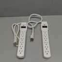 Amazon Basics Surge Protector Power Strip, 6-Outlet with 200J Protection, 2ft Extension Cord, Rectangle, White (2 Pack)