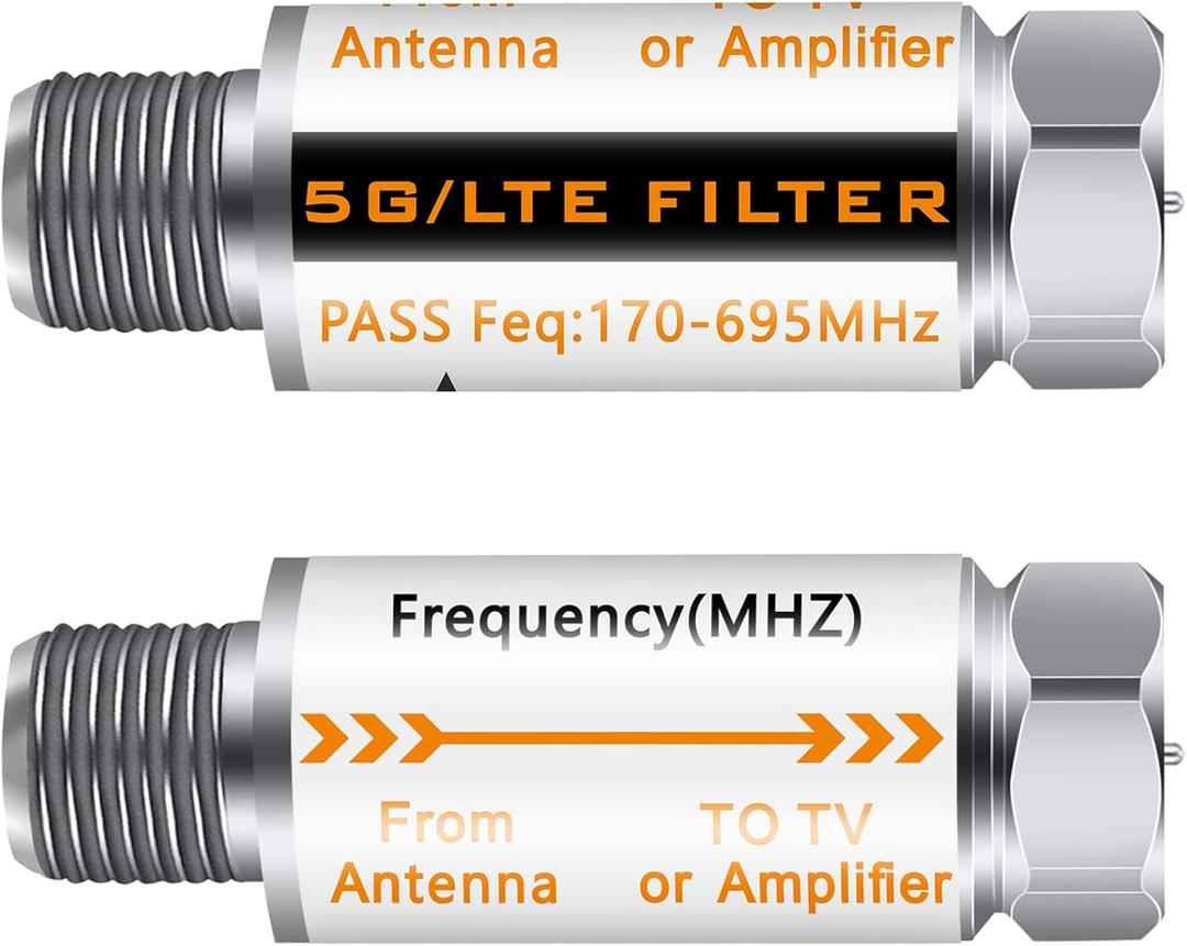 2Pcs 5G Filter Improves Antenna Amplifier Signals - LTE Filter for TV Antenna Signal Purifier,4G/5G Filter Reduce Interference from Cell Phones TowersPass Freq 170-695MHz