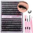 FANXITON Lash Clusters with Lash Bond and Seal Sweatproof, 10-18 mm D Volume Lash Extension Kit 280 pcs Individual Lashes Lash Clusters Kit and Tweezers Thick DIY Eyelash Extension Kit