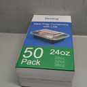 50 Pack (100-Piece) 24 oz Meal Prep Containers Reusable with Lids, Sturdy Leakproof & Food Safe, Microwave, Freezer, Dishwasher Safe Prep Containers, To Go Take Out Plastic Food Storage