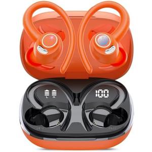 Wireless Earbuds, Bluetooth 5.4 Headphones Sport, Over Ear Buds With ENC Noise Cancelling Mic, 48H, Wireless Earphone With Earhooks, Stereo Deep Bass, IP7 Waterproof ear bud for Workout Running, Pink