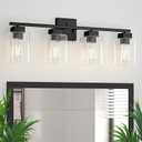 Espird 4 Light Bathroom Vanity Light - Matte Black Bathroom Light Fixtures Square Design & UL Certification, Square Light Fixture Over Mirror, Farmhouse Light Fixtures for Bathroom & Bedroom