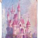 Pink Cartoon Castle Blanket,Cute Flannel Throw Blankets,Soft Warm Lightweight Cozy Plush Anime Throws for Bedroom Sofa Home Decor Gifts for Women Girls 50"x60" (Color208)