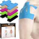 Kinesiology Tape for Shoulder Precut, 12 PCS Shoulder Tape for Pain Relief, KTQUICK Original Cotton Waterproof & Breathable, Enhance Elastic Sports Tape for Pain Support and Muscle Sports, Blue