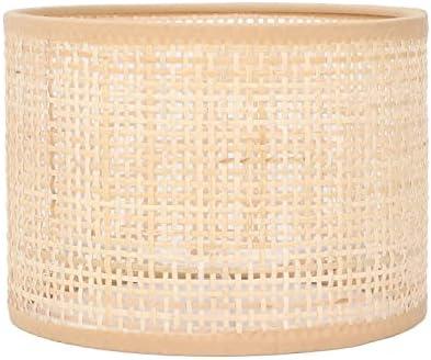 Rattan Lamp Shade Replacement Woven Basket Chandelier Hanging Table Floor Light Cover E27 E14