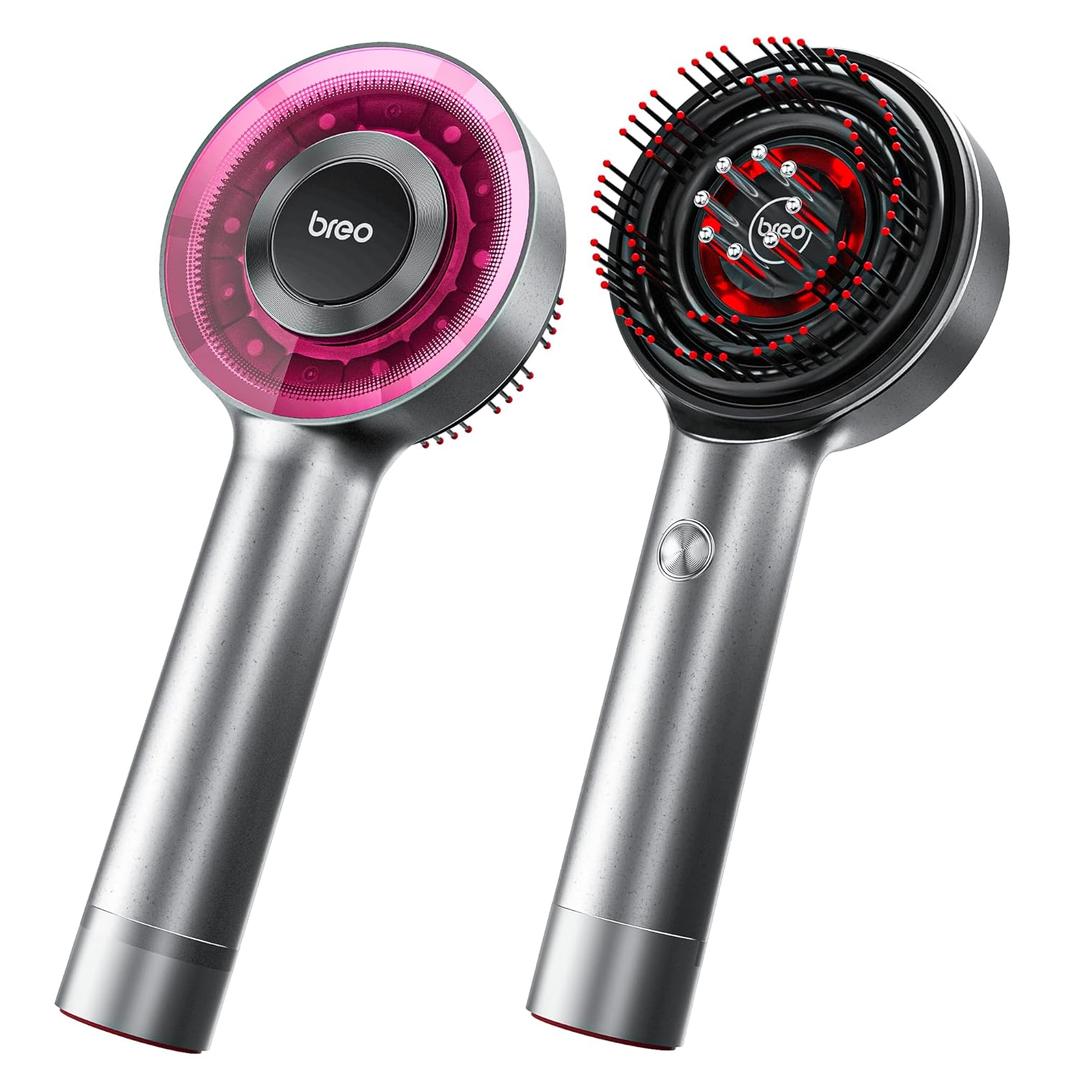 Breo Scalp3 Shiatsu Massaging Brush - IPX7 Waterproof Cordless Electric Massage Brush for Deep Scalp and Hair Massage, Portable Head Massager for Muscle Relaxation (Sliver)